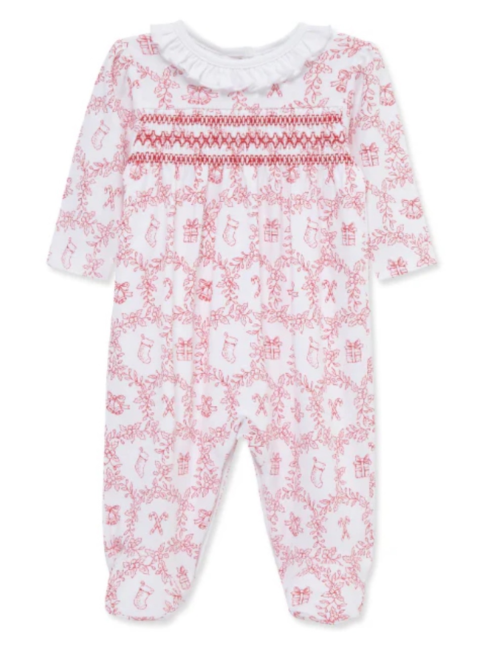 Little Me Holiday Christmas Smocked Sleeper